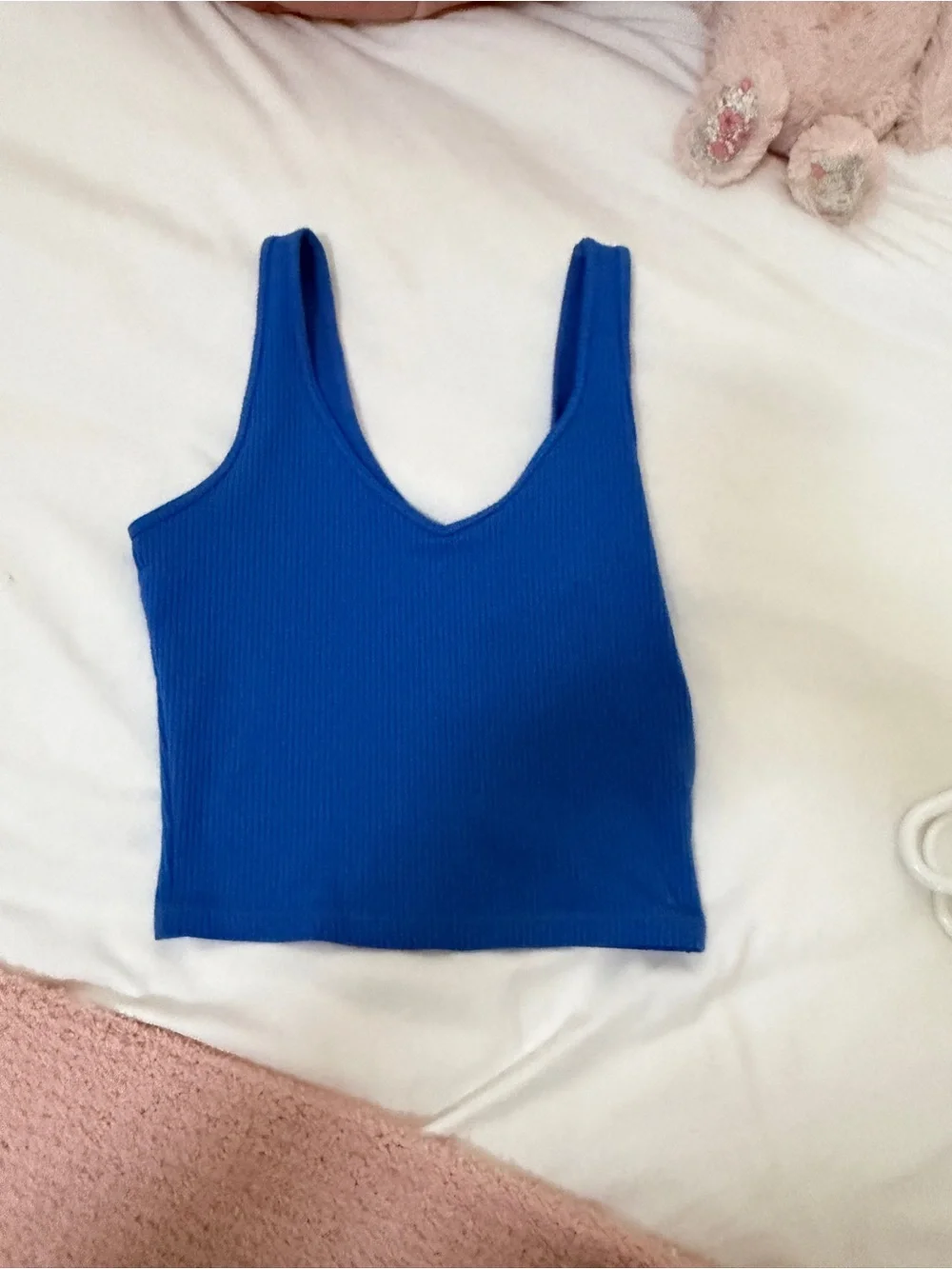Hollister Royal Blue Ribbed V-Neck Crop Tank
